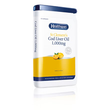 Cod Liver Oil Capsules St Clements 1,000mg with added Omega 3